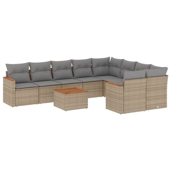vidaXL Garden Sofa Set Beige, Light Grey