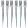 vidaXL Ground Spikes 6 pcs Silver 3.1x3.1x29.9" Galvanised Steel