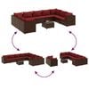 vidaXL Patio Lounge Set Brown PE Rattan Large Modular Patio Lounge Set