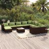 vidaXL Garden Lounge Set Poly rattan: Brown, Cushion: Green PE rattan