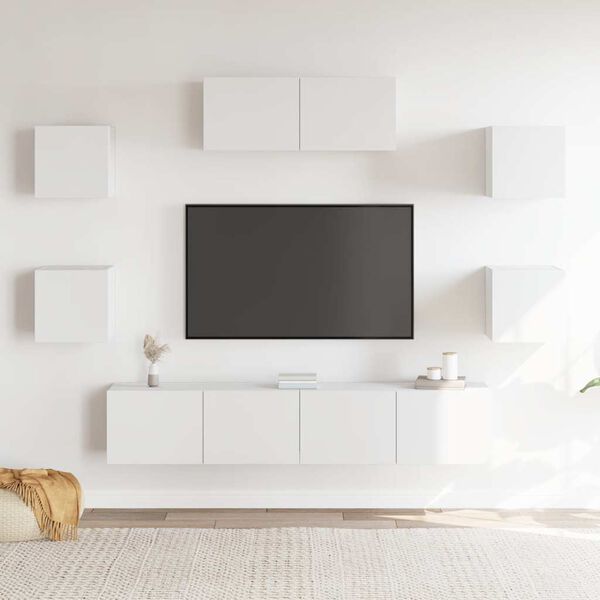 vidaXL 7 Piece TV Stand Set White Engineered Wood