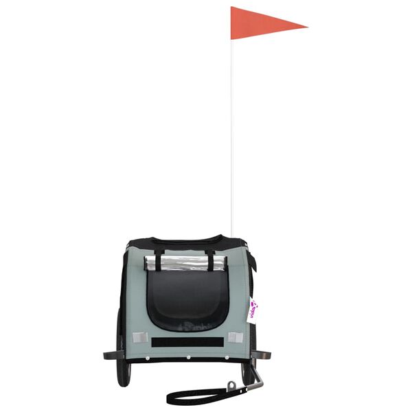 vidaXL Pet Bike Trailer Grey and Black Oxford fabric, iron, PVC Small