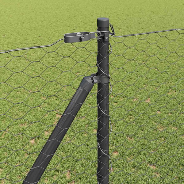 vidaXL Fence Post Grey 328.08 x 4.92 ft (1.42 in mesh) Steel and PVC