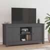 vidaXL TV Cabinet Grey Solid Pine Wood Medium TV Cabinet Rectangular