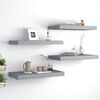 vidaXL Wall Shelf Set of 4 Gray Honeycomb MDF, Metal Medium