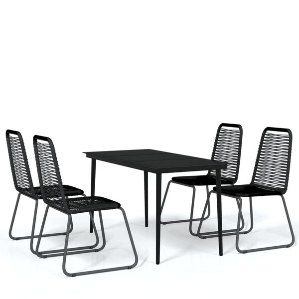 vidaXL Garden Dining Set Black Powder-coated steel 5 piece set