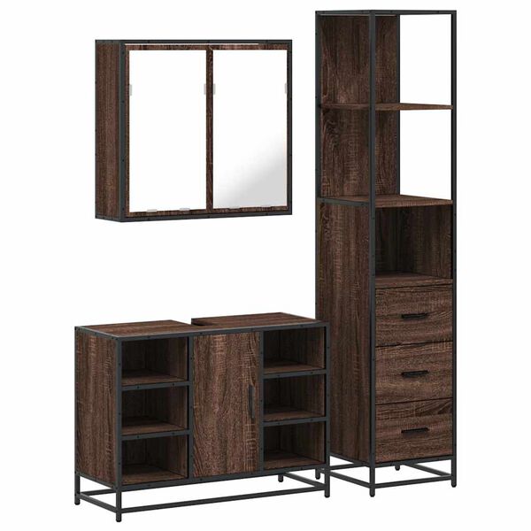 vidaXL Bathroom Furniture Set Brown Oak Engineered wood, metal