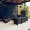 vidaXL Garden Lounge Set Black Solid pine wood, 100% polyester fabric