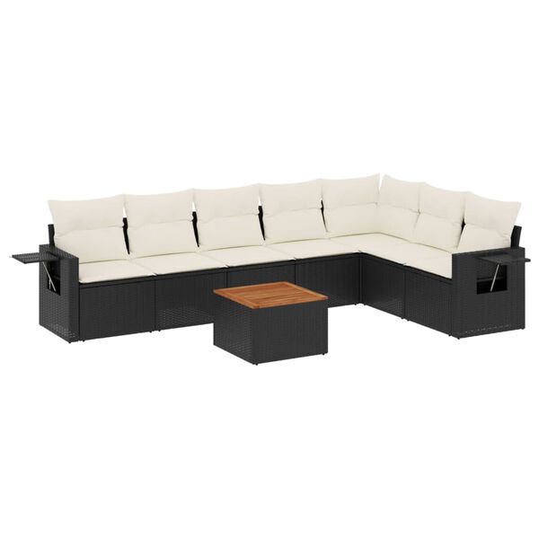vidaXL Garden Sofa Set Black, Cream White