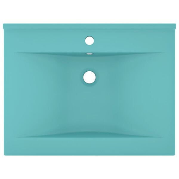 vidaXL Luxury Basin with Faucet Hole Matt Light Green 23.6x18.1" Ceramic