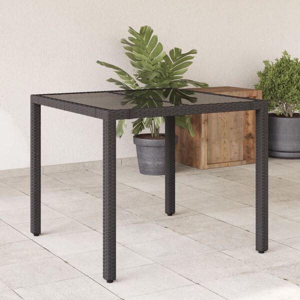 vidaXL Garden Table Black PE Rattan 35.4 x 35.4 in Sturdy Garden Table