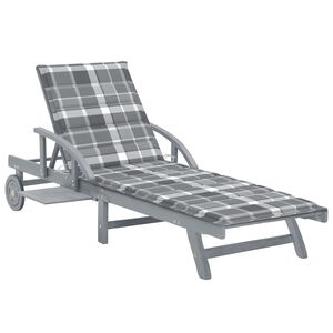 vidaXL Sun Lounger Gray Solid Acacia Wood with a Gray Wash Finish Large