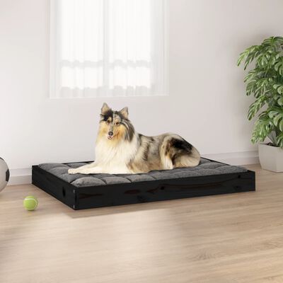 vidaXL Dog Bed Black 36"x25.2"x3.5" Solid Wood Pine