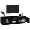 vidaXL TV Cabinet Black Solid Pine Wood Medium TV Cabinet Rectangular