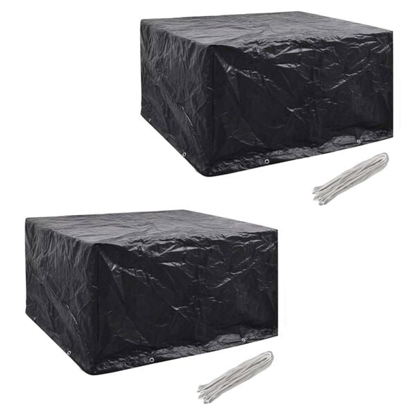 vidaXL Garden Furniture Cover Set of 2 Black Polyethylene
