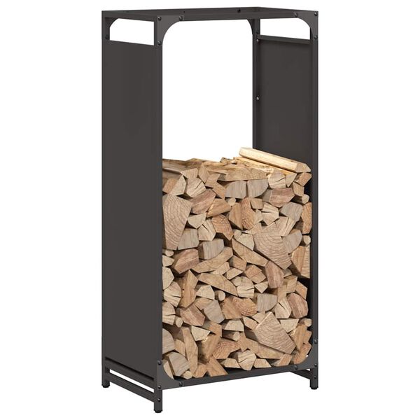 vidaXL Firewood Rack Black 17.3x11.0x35.4" Cold-rolled steel