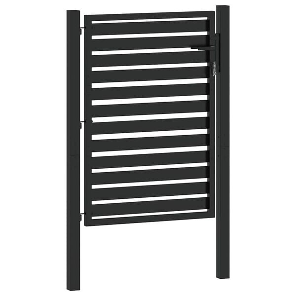 vidaXL Patio Gate Lockable Black 39.4x47.2" Aluminium