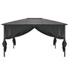 vidaXL Gazebo with Curtain Aluminum 13.1'x9.8'x8.5' Black