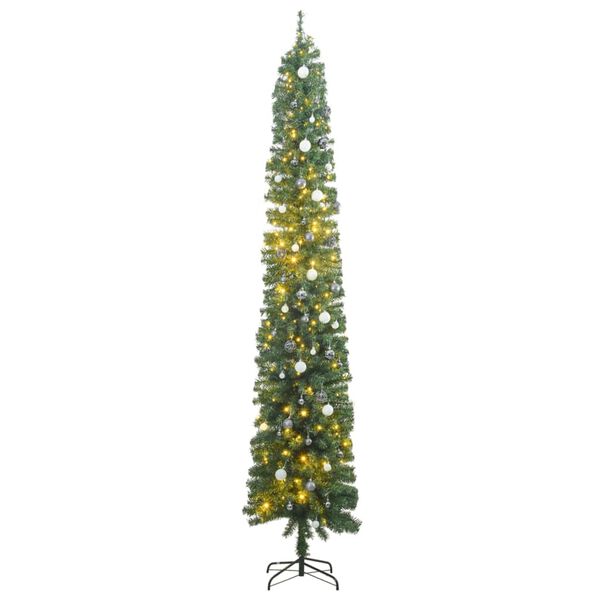 vidaXL Slim Christmas Tree Green PVC 106.3 in Height Slim Christmas Tree