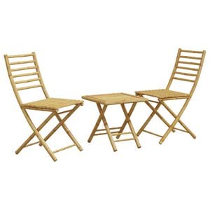 vidaXL Bistro Set Natural Bamboo Bamboo Compact Foldable Bistro Set