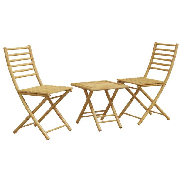 vidaXL Bistro Set Natural Bamboo Bamboo Compact Foldable Bistro Set