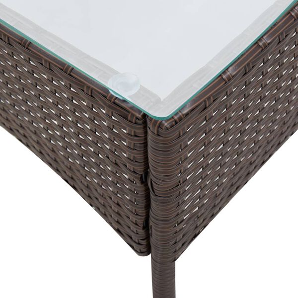 vidaXL Sofa Set Brown PE Rattan, Powder-Coated Steel, Glass 4 Piece