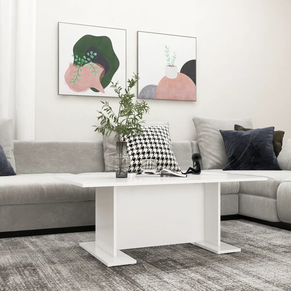 vidaXL Coffee Table White Engineered wood 40.7 x 23.6 x 15.7 in Modern