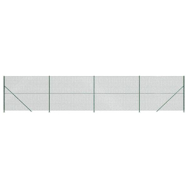 vidaXL Chain Link Fence with Flange Green 5.9x32.8'