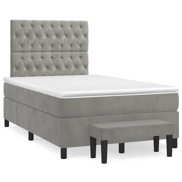 vidaXL Box Spring Bed with Mattress Light grey