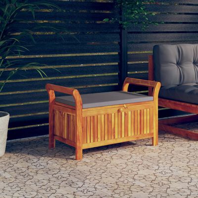 vidaXL Patio Storage Bench with Cushion 35.8" Solid Wood Acacia