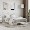 vidaXL Bed Frame White Powder-Coated Steel Small Double Bed Frame