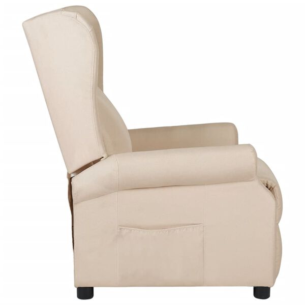 vidaXL Recliner Chair Cream 100% polyester, metal, plywood Single seat