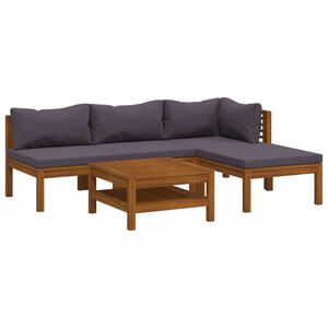 vidaXL Wooden Lounge Set Dark Grey, Natural Wood