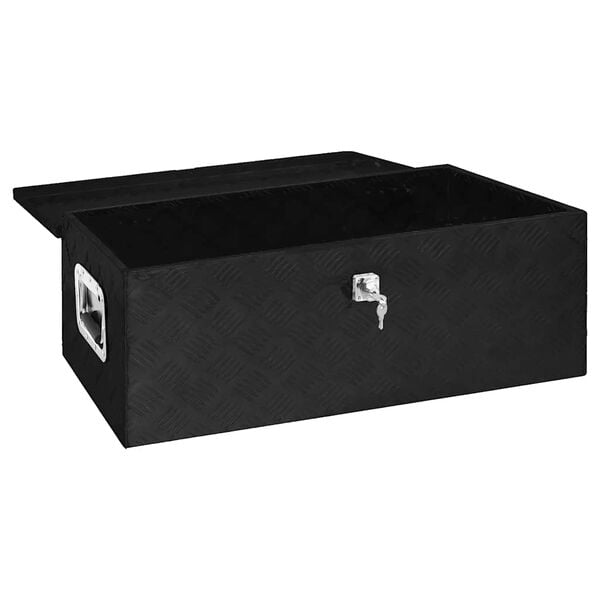 vidaXL Storage Box Black 35.4"x18.5"x13.2" Aluminum
