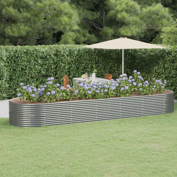 vidaXL Garden Raised Bed Grey Powder-coated steel 200.8 x 55.1 x 26.8 in