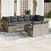 vidaXL Patio Sofa Set Gray PE rattan, powder-coated steel, tempered glass