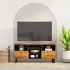 vidaXL TV Cabinet Honey brown, Black Solid mango wood, Engineered wood, Iron