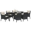 vidaXL Garden Dining Set with Cushion 7 pcs Black Poly Rattan