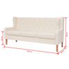 vidaXL Sofa Set Cream White Polyester Fabric, Wooden Frame Standard