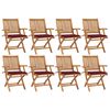 vidaXL Folding Patio Chairs with Cushions 8 pcs Solid Teak Wood