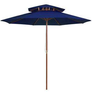vidaXL Garden Parasol Blue Polyester Fabric, Laminated Bamboo, Hardwood