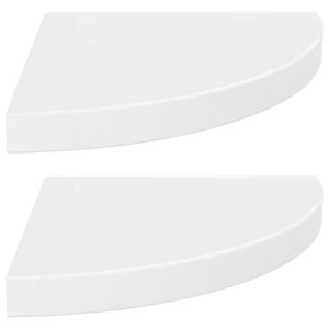 vidaXL Corner Shelf Set of 2 High gloss white Honeycomb MDF, metal