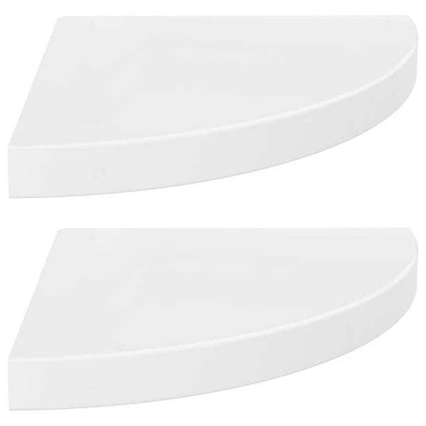 vidaXL Corner Shelf Set of 2 High gloss white Honeycomb MDF, metal