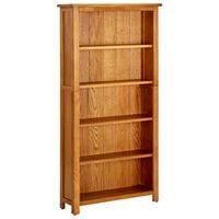 vidaXL 5-Tier Bookcase 27.6"x8.7"x55.1" Solid Oak Wood