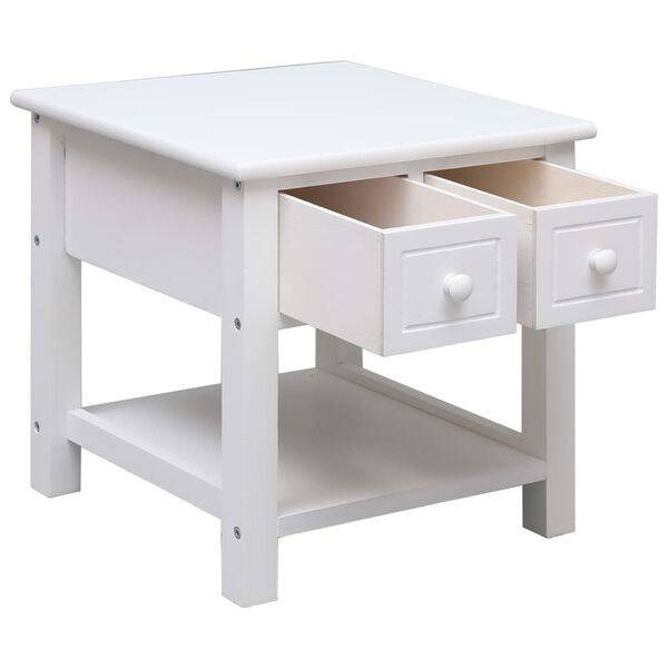 vidaXL Side Table White Paulownia Wood, MDF 15.7 in Side Table Square