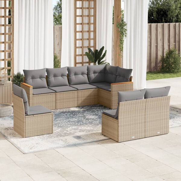 vidaXL Garden Sofa Set Mixed beige PE Rattan Large Modular