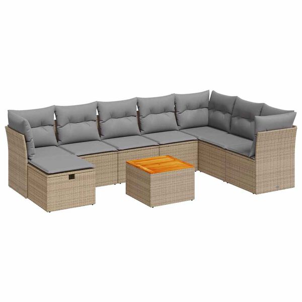 vidaXL Garden Sofa Set Beige PE rattan Large Modular Garden Sofa Set