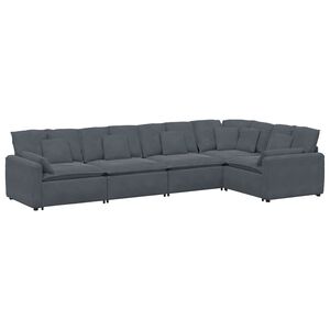vidaXL Modular Sofa Dark Grey Velvet (100% polyester) L-shaped Modular