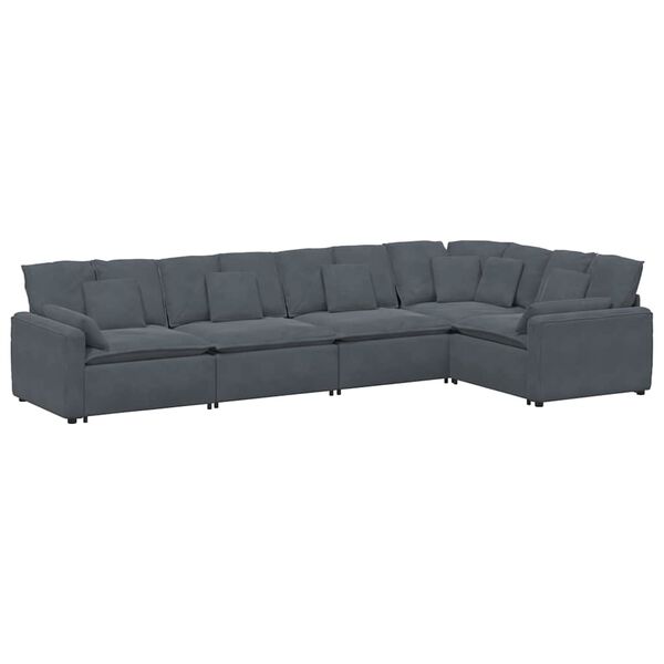 vidaXL Modular Sofa Dark Grey Velvet (100% polyester) L-shaped Modular