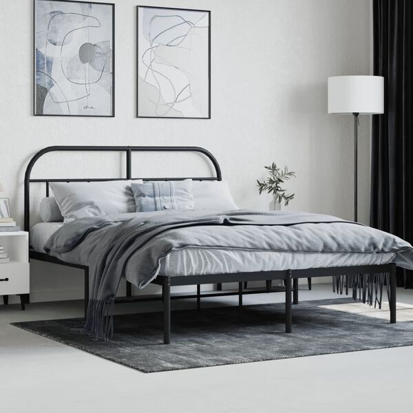 vidaXL Bed Frame Black Powder-coated steel Double Bed Frame